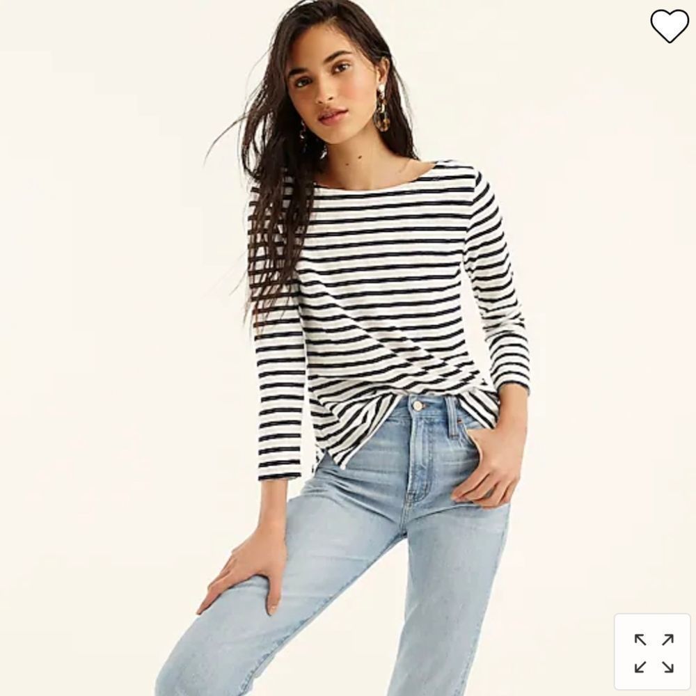 🌷J.Crew Women's Boat neck Navy & White  Top Sz XS